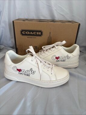 Coach limited edition High Line Leather Sneakers with Red Heart & New York Logo